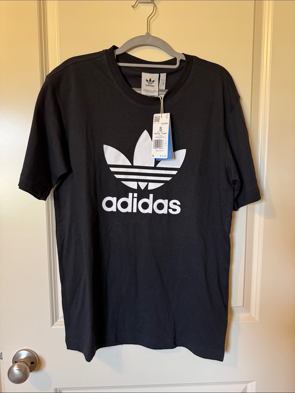 adidas Black Short-Sleeve Tee with White Trefoil Logo